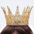 thumbnail image 2 of HAHDAXIA 4" Height Luxury Full Crown Clear Rhinestone Crystal Silver/Gold Plated Tiara Pageant Bridal Prom Wedding Crown (Gold-2), 2 of 7
