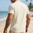 thumbnail image 4 of Tawop Short Sleeve Shirts for Men Cotton Casual Round Neck Solid Color Pullover Fitness Sports T Shirt Beige, 4 of 4
