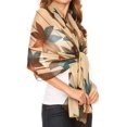 thumbnail image 3 of Sakkas Nichole summer gauze featherweight patterned versitile sheer scarf wrap - 7-Blue / Brown - One Size Regular, 3 of 5