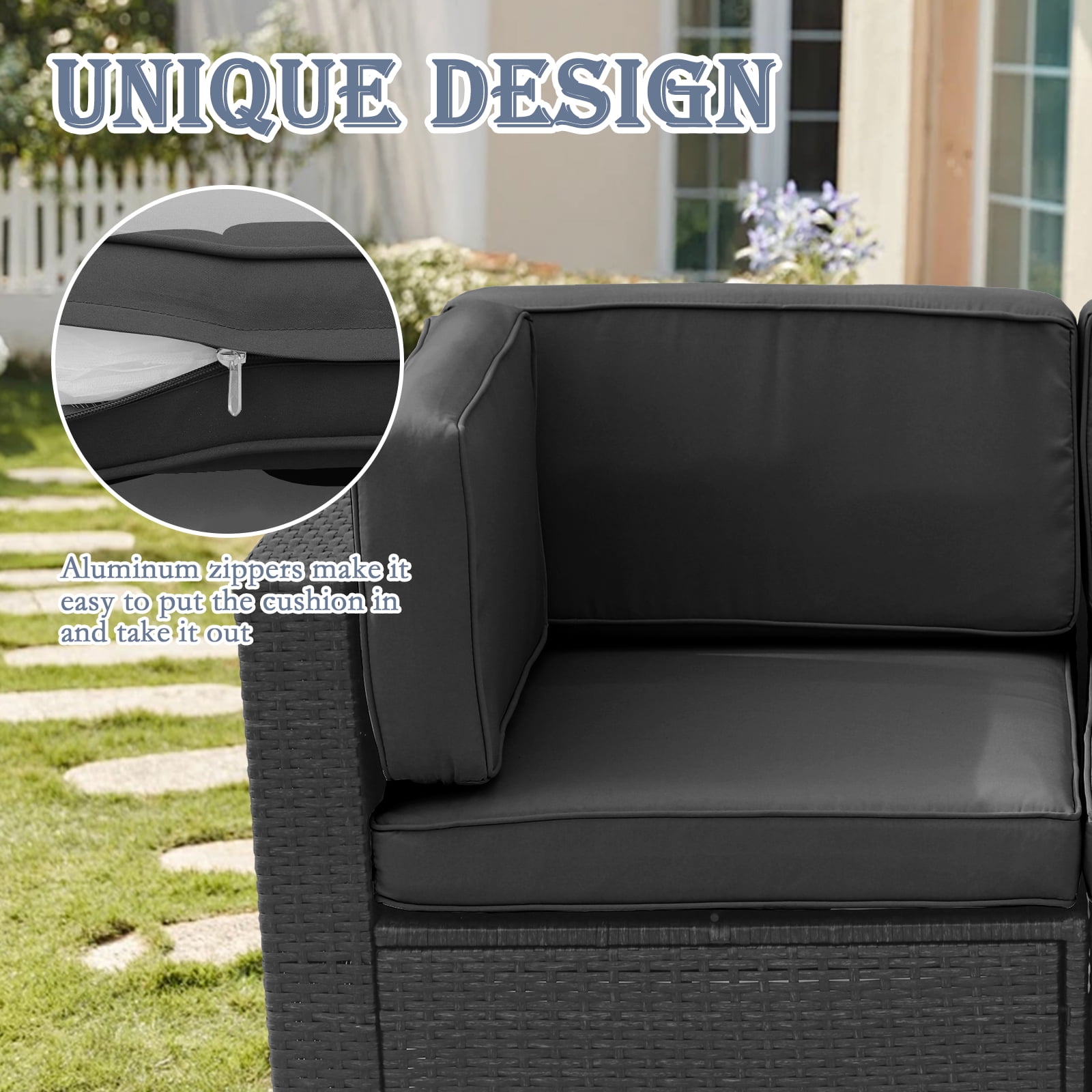 FKS LIFE 11Pcs 25.6"x25.6"x3.9" Patio Cushion Covers Replacement, Waterproof Fade-Resistant Outdoor Slipcovers for Couches Chairs,Dark gray