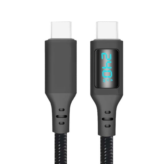 240W USB C to USB C Cable, Type C Data Line with LED Display PD240W Fast Charging Cable Braided Nylon Cord