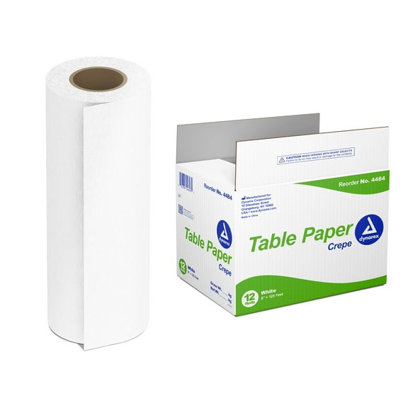 Dynarex Headrest Table Paper, Crepe and High-Quality Exam Table Paper, Used in Medical, Massage, and Chiropractic Tables to Protect Patients, 8 in. x 125 ft., 1 Case of 12 Table Papers