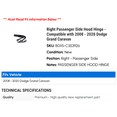 thumbnail image 2 of Right Passenger Side Hood Hinge - Compatible with 2008 - 2020 Dodge Grand Caravan 2009 2010 2011 2012 2013 2014 2015 2016 2017 2018 2019, 2 of 2