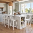 thumbnail image 3 of Dayalane Windsor Bar Stools Set of 4, 26" Farmhouse Wooden Counter Height Barstools with Spindle Back & Footrest, Armless Kitchen Island Stools for Bistro, Pub, Breakfast Bar,White, 3 of 7