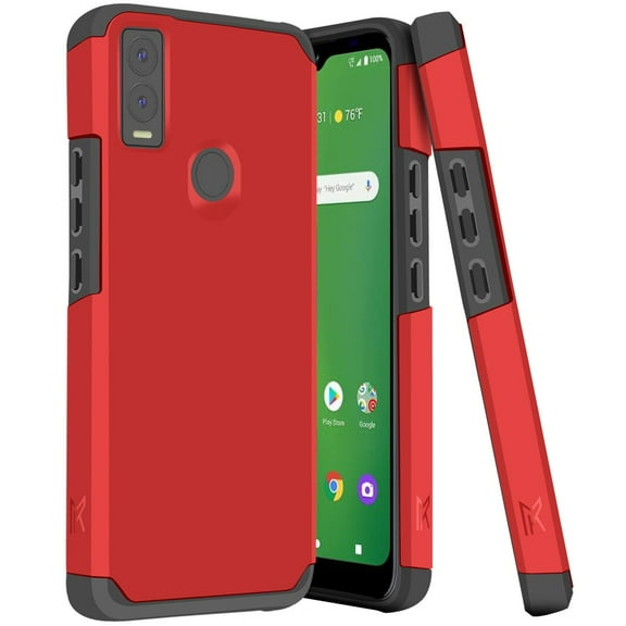 For Cricket Innovate E 5G Coosea SN304AE Shockproof Cover Phone Case   Tempered Glass - mk Red