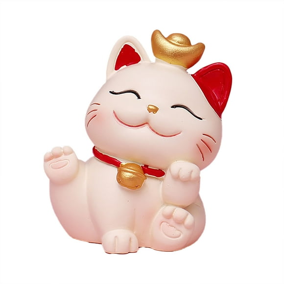 Waving Cat Decoration Lucky Charm Lucky Cat Maneki Neko Cute Lucky Cat Figure Collectible Figures Ornament Resin Lucky Cat Ornament for Home Office Car