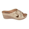 thumbnail image 2 of GC Shoes Womens Open Toe Memory Foam Wedge Sandals, Summer Platform Heels, Low Heeled Flower Crossband Slides, Dory/Gold/7, 2 of 4