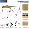 thumbnail image 2 of SavvyCraft™ 3 Bow Bimini Top Frame and Canvas, Beige 3 Bow 72" L 46" H 79"-84" W with Boot and Rear Poles, 2 of 8
