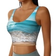 thumbnail image 2 of Rateoe Sunny Ocean Waves Print Womens' Sports Bras Scoop Neck Sports Vest- Padded U Back Seamless High Impact Support-X-Large, 2 of 8
