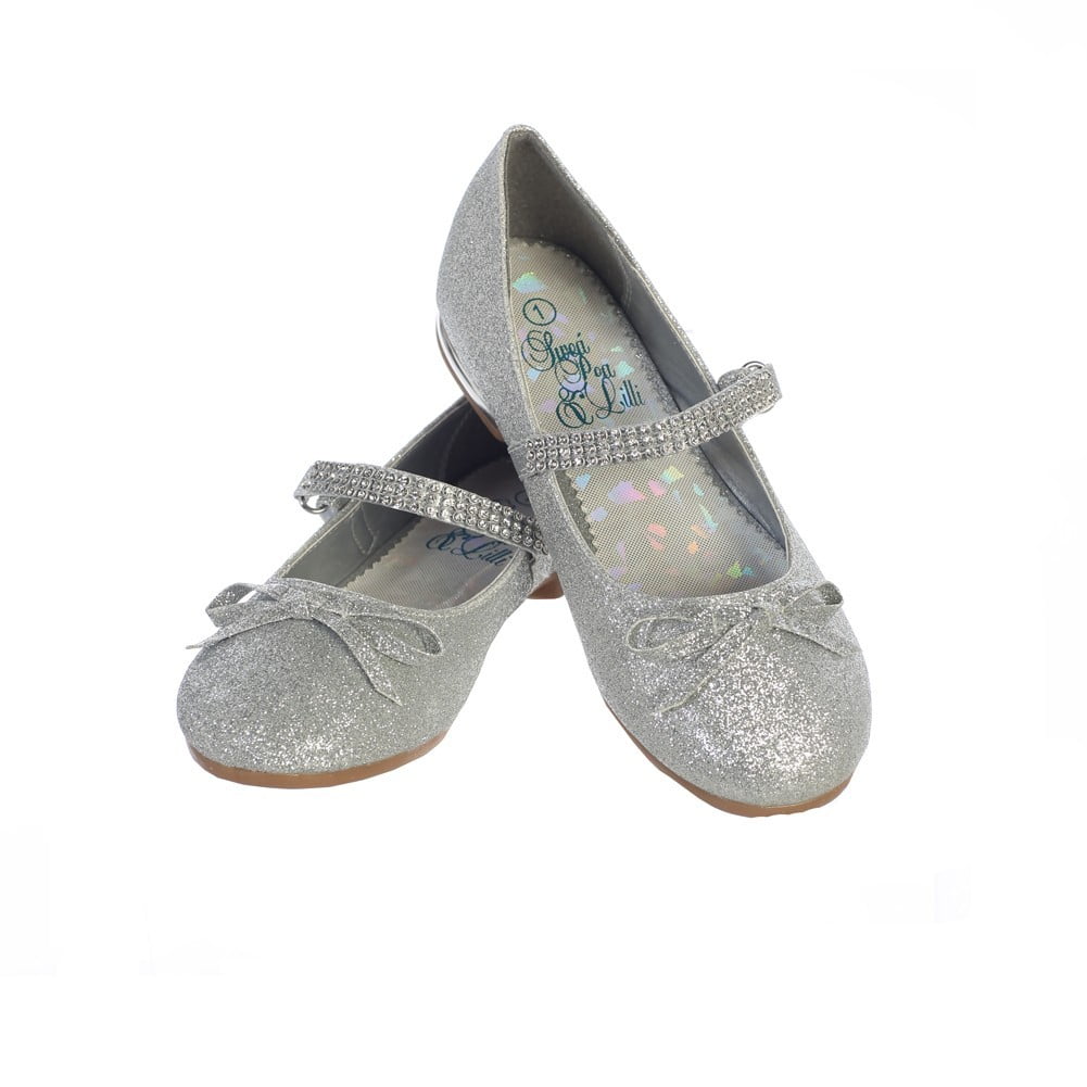 Brand New Girl/'s Fashion Glitter Rhinestone Dress Shoes Flat Size 9-4