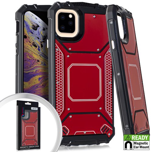 Tjs Phone Case For Apple Iphone 11 Iphone Xi With Tempered Glass Screen Protector Aluminum Metal Premium Shockproof Military Drop Protection Cover Built In Metal Plate Back Red Walmart Com Walmart Com
