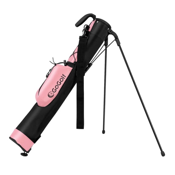 Spaco Driving Range Lightweight Golf Stand Bag, Bottle Holder Press-to-Stand Base for Golf Game, Pink