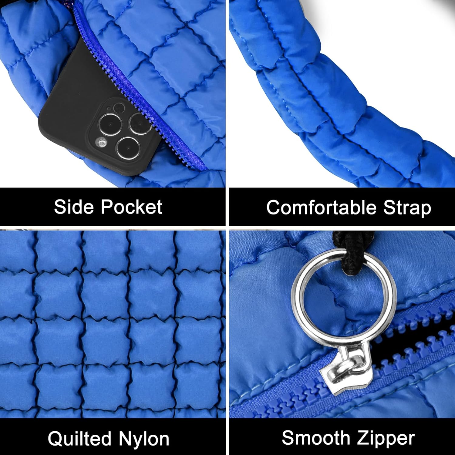 Kwuty Puffer Tote Bag for Women Large Quilted Puffy Lightweight Carryall Crossbody Tote Bag for Women