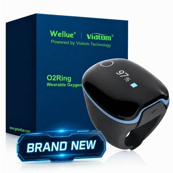 Wellue O2Ring Wearable Oxygen & Pulse Tracking Ring with Bluetooth, Sleep Tracking, PC Reports for High Altitude Sports, Camping & Aviation Personnel