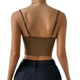 thumbnail image 7 of Elainilye Fashion Corset Tops for Women Solid Color Sexy Sleeveless Corset Bustier Corset Tank Tops Slim Sling Shapewear,Brown, 7 of 7