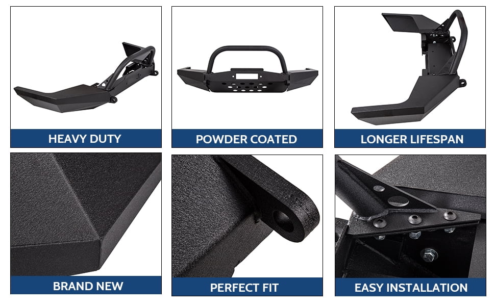 HECASA Modular Front Bumper for 1998-2011 Ford Ranger Pickup W/Winch Plate Bull Bar D-Ring Mounts