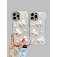3D Bow Pearl Glitter Powder Phone Case For iPhone 15 13 12 14 11 Pro