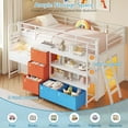 thumbnail image 5 of Low Loft Bed Twin Size with 6 Storage Drawers, Twin Metal Loft Beds with Desk, LED Lights and Storage Bookshelf, Modern Loft Bed Frame for Teens, Full-Length Guardrail & Ladder, Colorful, 5 of 9