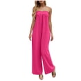 thumbnail image 1 of Pantalones de Pierna Ancha Casual Pecho Plisado Correa de Espalda Suelto para Primavera Verano, 1 of 9
