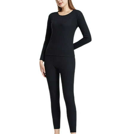 

Glonme Solid Color Pants Set for Women Lightweight Base Layer Top And Bottom Suits Pajamas 2Pcs Outfit Women Black 2XL