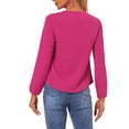 thumbnail image 4 of INSPIRE CHIC Women's Valentine's Day Ruffle Neck Long Sleeve Blouse Shirts L Hot Pink-Solid, 4 of 7