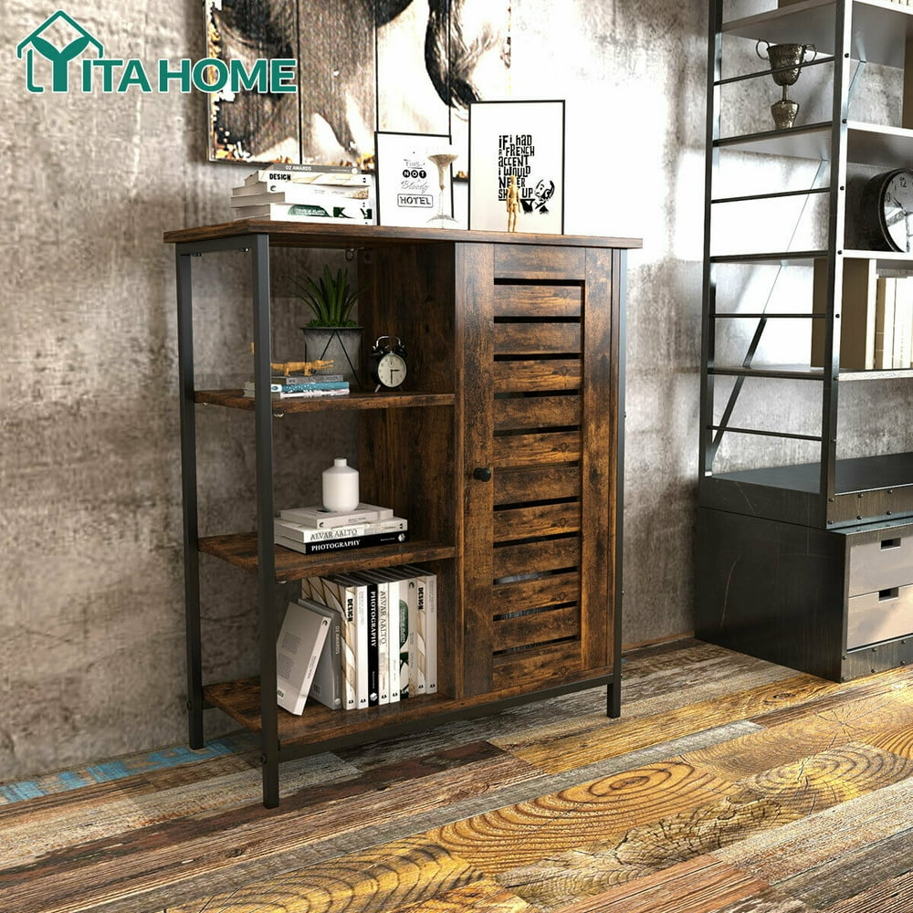 YITAHOME Floor Storage Wooden Display Bookcase Free Standing