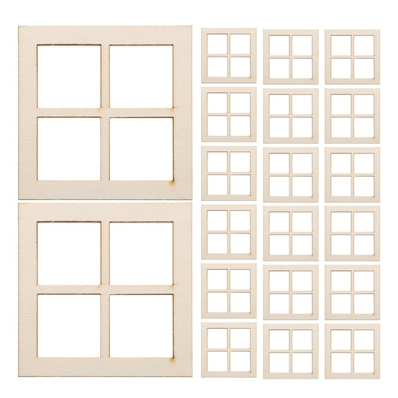Hemobllo 24Pcs Small Window Miniature Dollhouse Furniture Beige Wooden Mini Decoration for Craft Projects