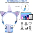 thumbnail image 5 of Unicorn Kids Headphones for Girls Children Toddler Teens, Cat Ear Wired Headphones w/Microphone 3.5mm Jack, Over On Ear Headset for School Birthday Gift, Christmas Unicorn Gift for Girls Kids TCJJ, 5 of 7