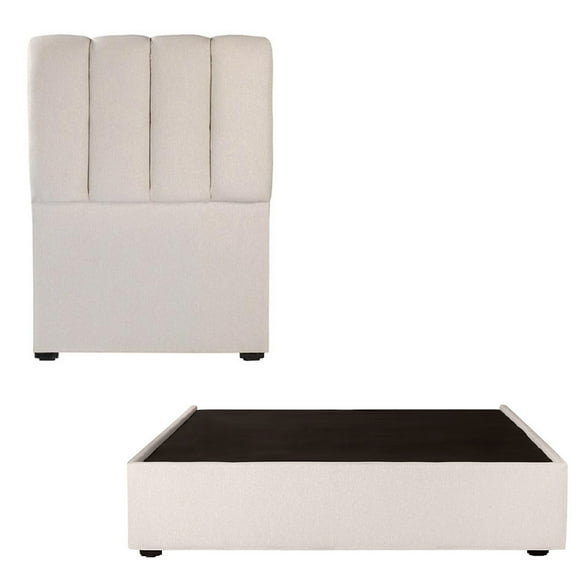 Recámara Individual Kami Crema con Cabecera + Box Base Cama