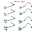 thumbnail image 5 of QQTDFG 8 Pcs/lot Stainless Steel Nose Stud Piercing Crystal Nose Rings Nostril Piercing-AB white (8pcs), 5 of 9
