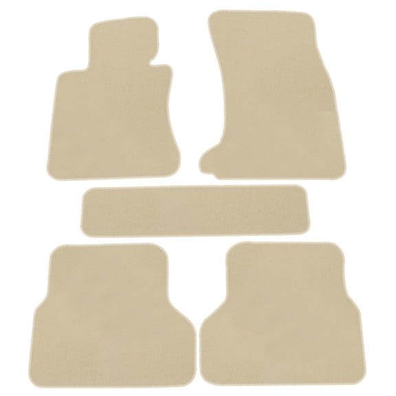 Ikon Motorsports Floor Mat Compatible With 2004-2009 BMW E60 Sedan 4-Door Factory Fitment Beige Nylon Front & Rear Car Floor Mats Liner Carpets Replacement 5PC