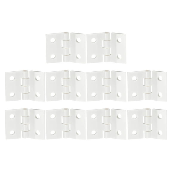 Uxcell 10Pack 25x34mm Acrylic Hinges Hardware Folding Hinge with Mounting Hole White