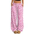 thumbnail image 2 of Hearthz Women Pajama Pants Drawstring Wide Leg Valentine's Day Bowknot Women Lounge Pants Baggy Soft Comfy Lightweight Sleep Pants for Women, 2 of 7