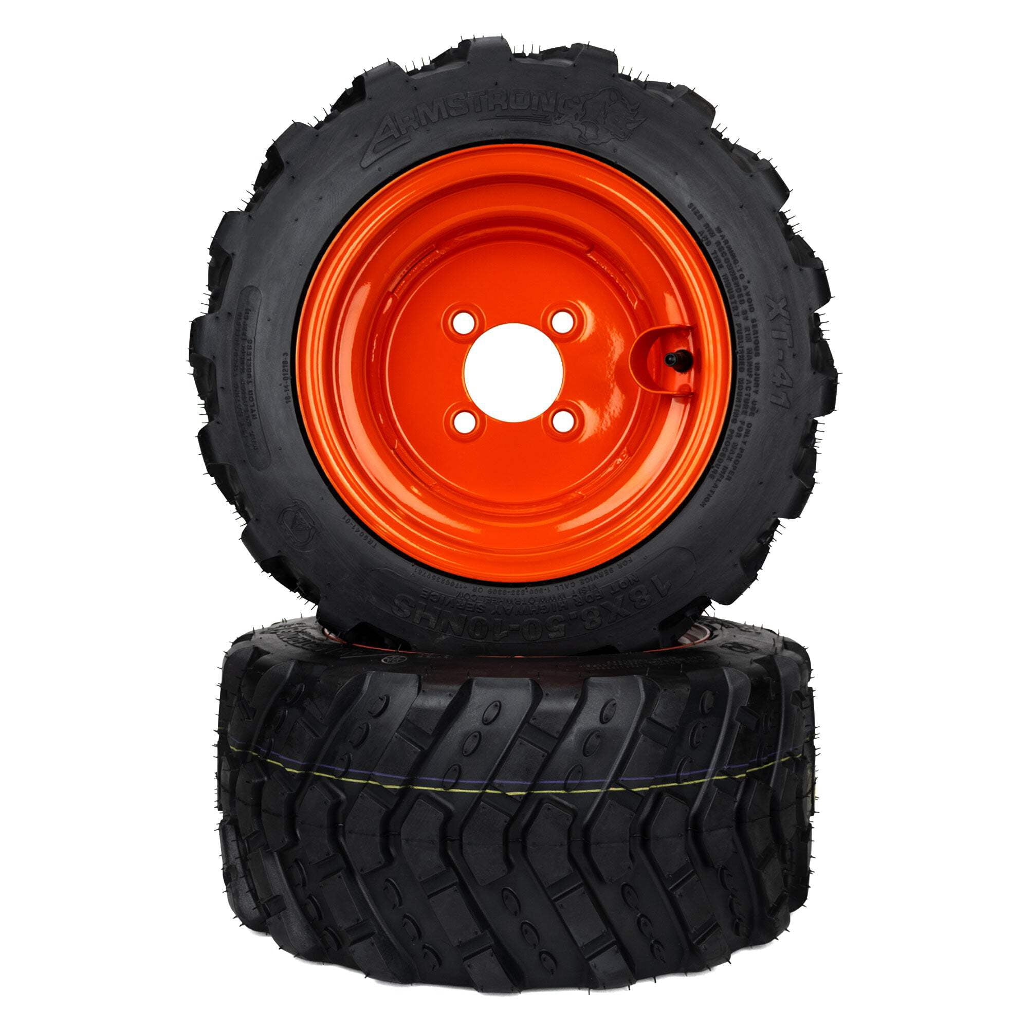 Kubota Heavy Duty 4 Lug Tires & Wheel Assemblies 18x8.50-10 for