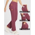 thumbnail image 3 of BALEAF Women's Fleece Lined Pants Yoga Pants Warm Thermal Winter High Waisted Straight Leg Leggings with 6 Pockets Wine Red XL, 3 of 7
