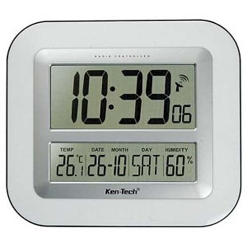 Atomic LCD Wall Clock with Temperature Date Humidity T4680 Walmart
