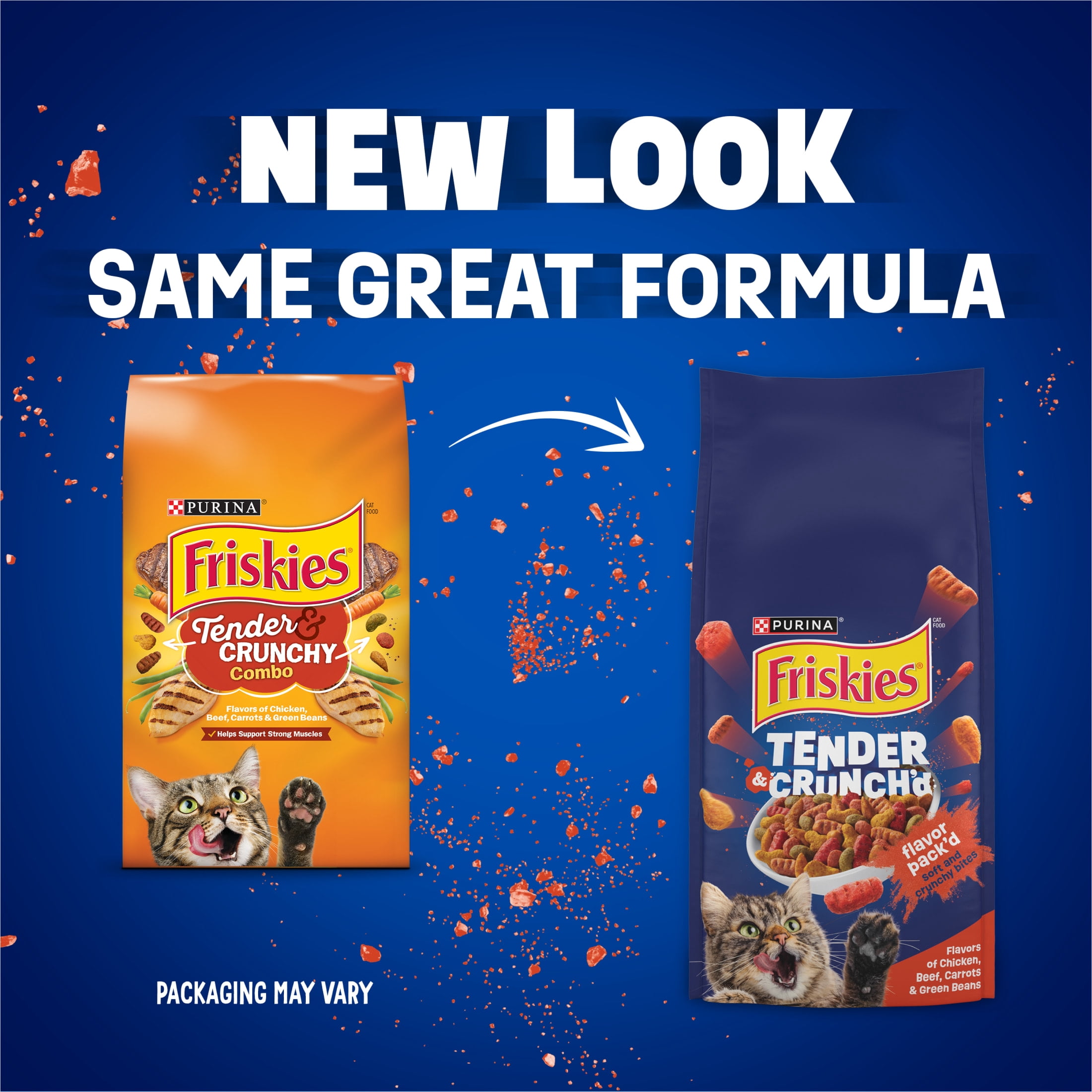 Purina Friskies Tender and Crunch'd With Flavors of Chicken, Beef, Carrots and Green Beans Dry Cat Food, 16 lb Bag