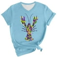 thumbnail image 2 of BOOMILK Mardi Gras Shirts for Women Carnival Crawfish Lobster Print V Neck T-shirt Plus Size Summer Top Graphic Tees, 2 of 8