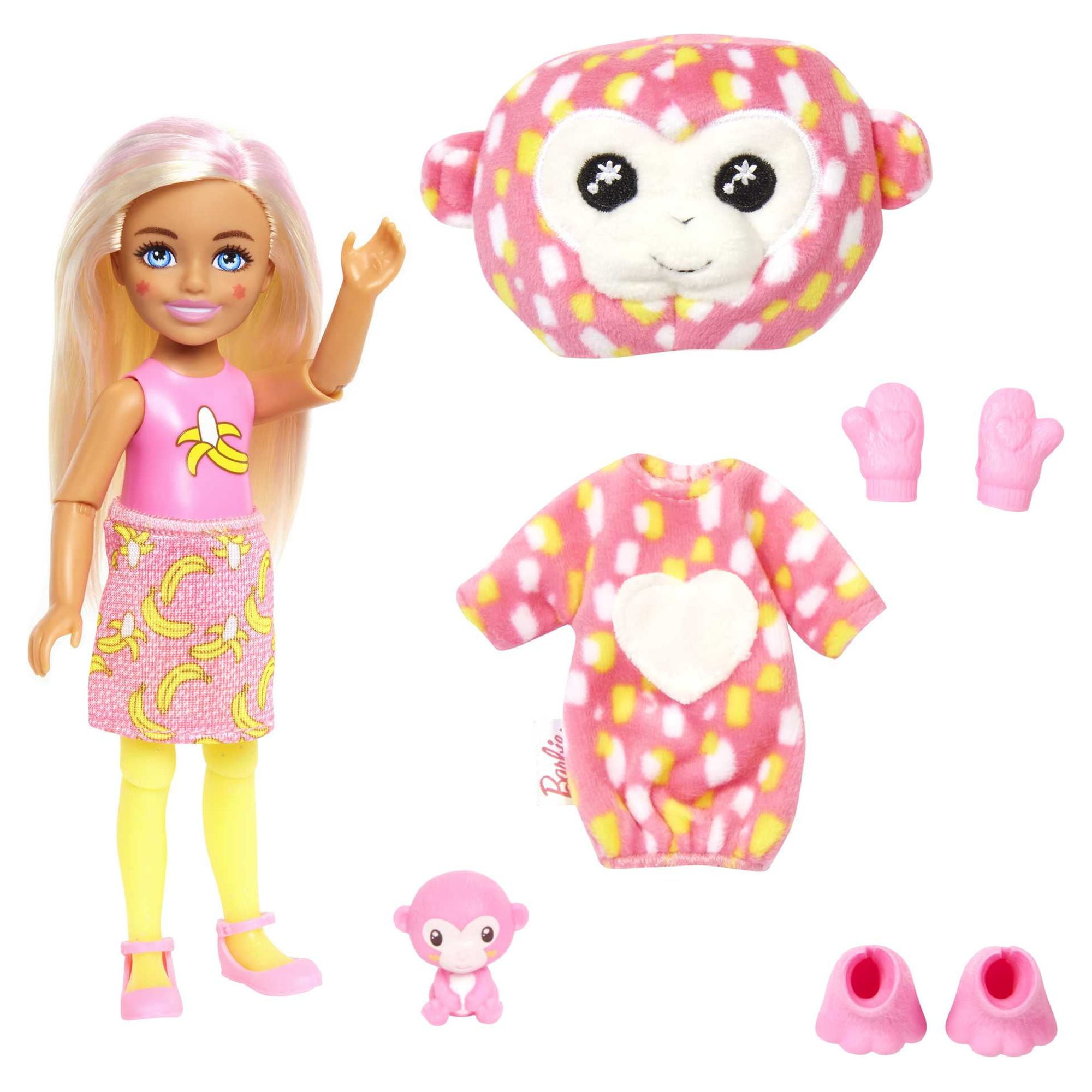 Barbie, Mini Doll, Chelsea Small Doll with Monkey Plush, 7