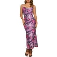 thumbnail image 2 of INSPIRE CHIC Women's Floral Maxi Dress Mesh Sleeveless Bodycon Cocktail Dress S Lilac, 2 of 4