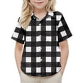 thumbnail image 3 of Spazoro Toddler Boys Plaid Shirts, Turndown Collar Short Sleeve Button Down with Pocket School Uniform Shirt Black Size 2 T, 3 of 7
