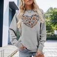 thumbnail image 2 of Arlun 2025 Fall Winter Crewneck Sweatshirts for Women Trendy Pumpkin Flowers Leaves Printed Crewneck Sweatshirts Heart-Shaped Graphic Cozy Long Sleeve Hoodless Pullover Tops Light Gray XL, 2 of 5