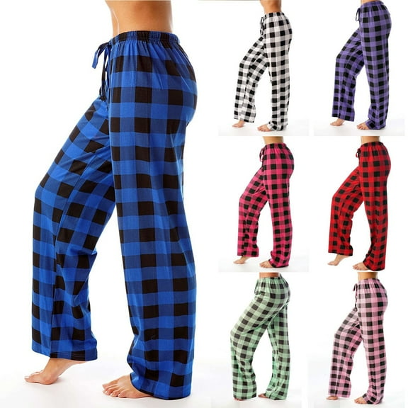 Inglocry Pajamas Pants for Women Plaid Cozy Lounge Pants Soft Comfy Sleepwear Casual Drawstring Pj Bottoms Baggy Trousers Green XL