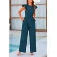 thumbnail image 6 of PRETTYGARDEN Summer Jumpsuits for Women Dressy Casual Ruffle Cap Sleeves Romper Crew Neck Rib Knit One Piece Outfits, 6 of 8