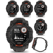 Garmin Instinct 3 Solar 50 mm, Rugged Outdoor GPS Smartwatch, Built-in Flashlight, Up to 28 Days of Battery Life, Black with Charcoal Band with Wearable4U Bundle