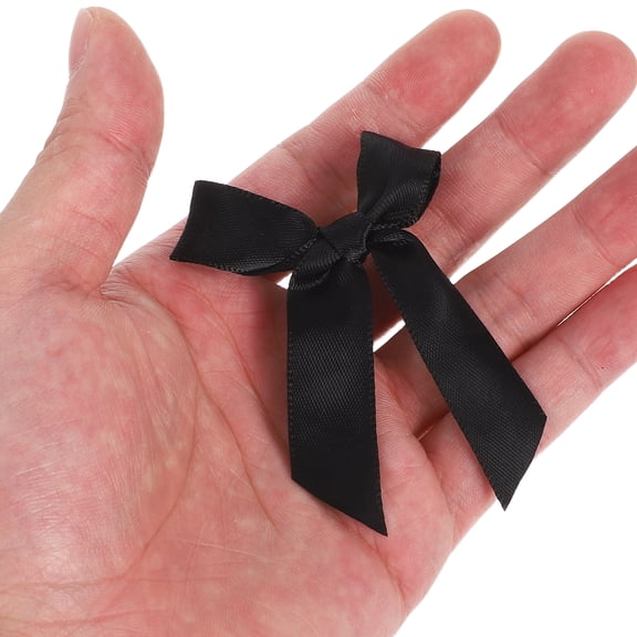 OFFIGAM Handmade Black Polyester Craft Bows for Hair Accessories and Projects 100 Pieces