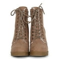 thumbnail image 4 of Women Faux Suede Lace Up Fur Stacked Lug Heel Ankle Boot 19606, 4 of 6