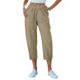 thumbnail image 3 of Casual Capri Pants for Women Summer Lightweight Drawstring Elastic Waist Pants with Pockets by Yigetop Blackish Green S, 3 of 7