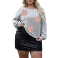 thumbnail image 2 of Ailaofu Women's 3D Flower Crew Neck Sweater Long Sleeve Pullover Tops, 2 of 4