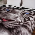 thumbnail image 3 of MERRY HOME Full/Queen Size Fleece Blanket For Bed, A & B Patterns Soft Warm Animal Blanket, Microfiber Plush Middle Weight Bed Blanket For All Season, Black White Tiger/Tiger Stripes, 5LB, 75"x87", 3 of 8